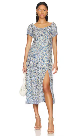 Charlotte Midi Dress in Gloriosa Print Cornflower | Revolve Clothing (Global)
