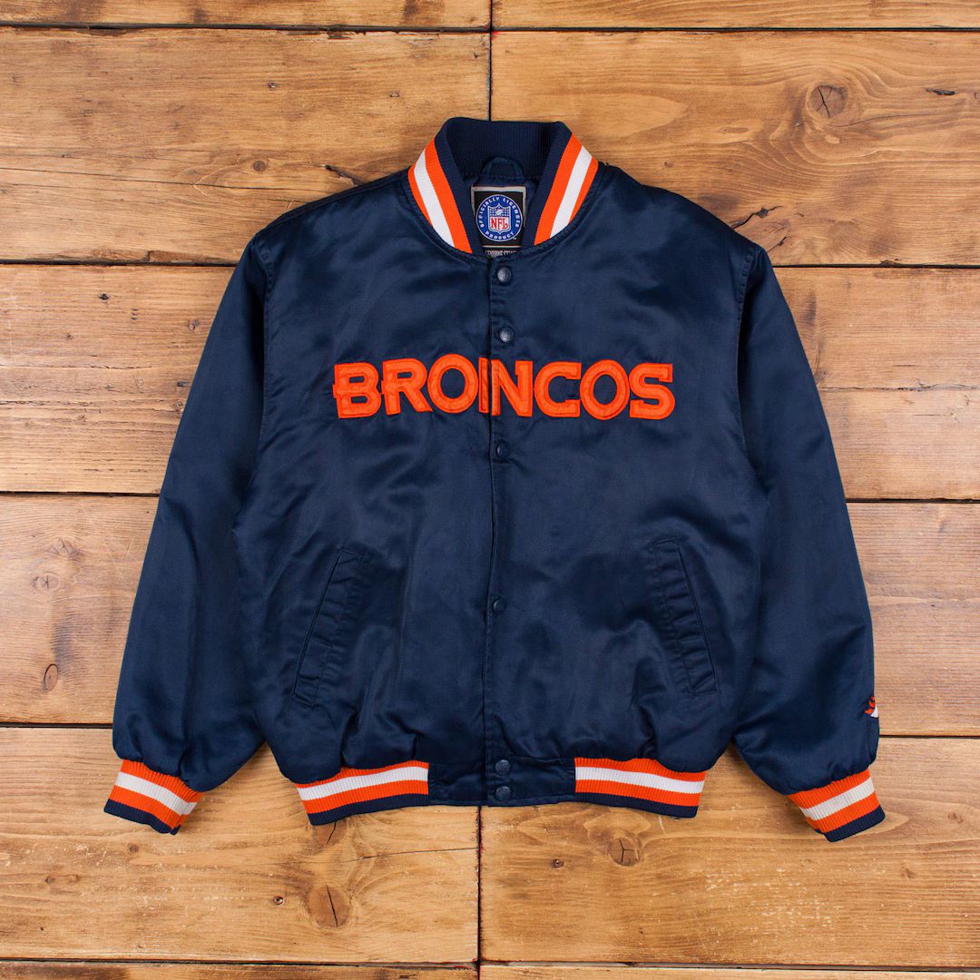 Vintage NFL Varsity Jacket L Bomber Denver Broncos Blue Womens Snap - Etsy | Etsy (US)