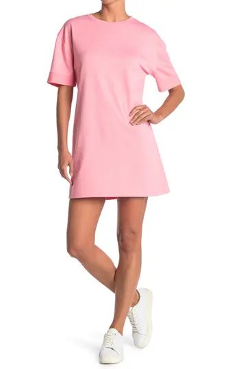 Short Sleeve Cuffed French Terry T-Shirt Dress | Nordstrom Rack