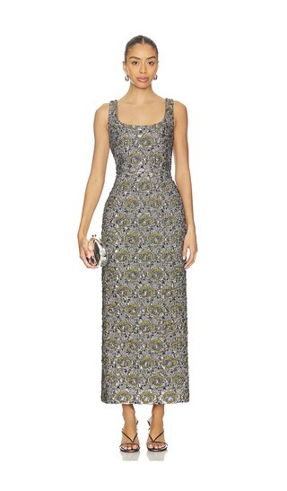 SIMKHAI Ravenna Midi Dress in Metallic Silver. - size 2 | Revolve Clothing (Global)