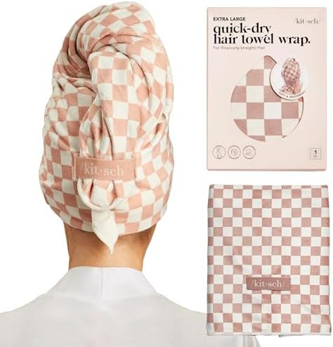 Kitsch XL Microfiber Hair Towel Wrap for Women – Ultra Absorbent Microfiber Towel for Wet, Curl... | Amazon (US)