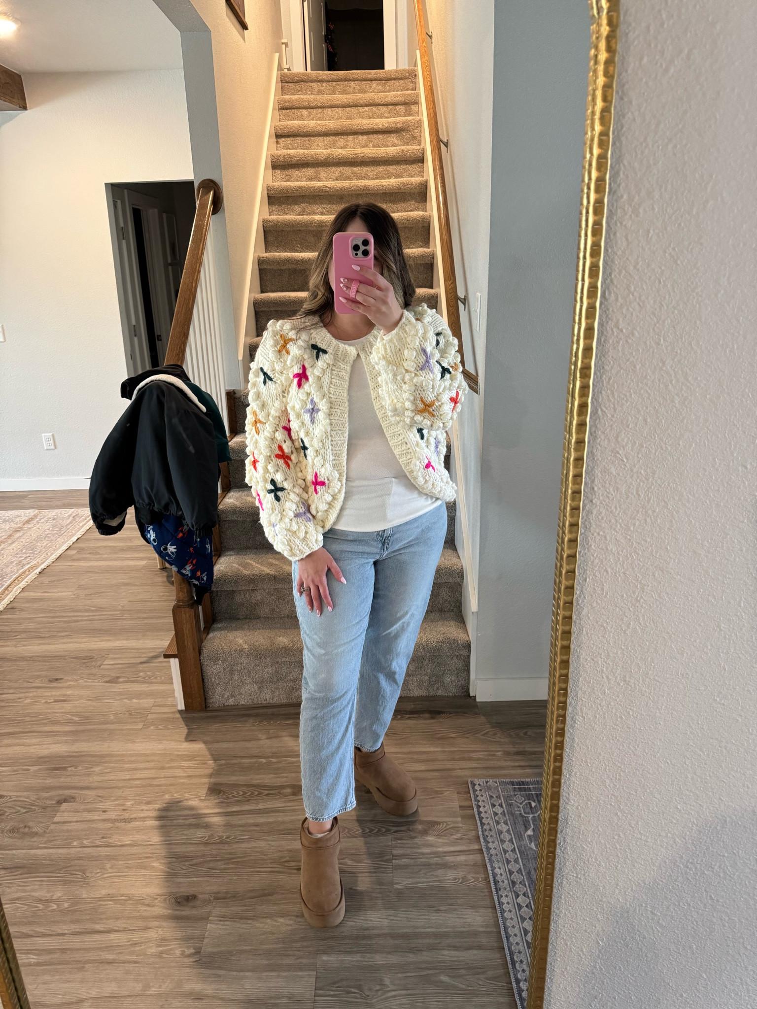 Obsessed with this Pom Pom sweater from Vici!! Wearing a size Large 🩷 

Vici collection cozy outfit date night casual outfit running errands winter wear winter style cozy style cardigan sweater