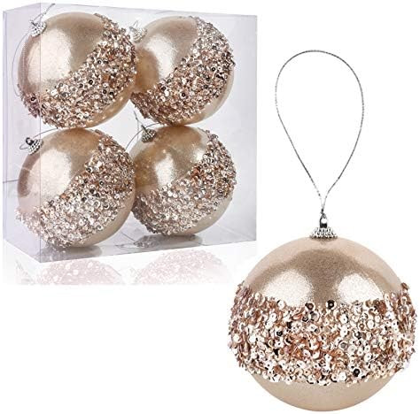 Blivalley 4" Christmas Ball Ornaments 4pcs Shatterproof Christmas Decorations Large Hanging Balls... | Amazon (US)