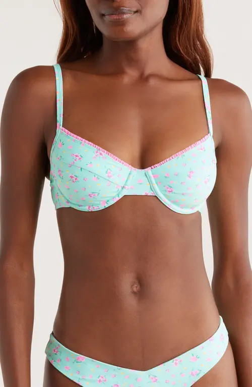 Kulani Kinis Decorative Ditzy Underwire Bikini Top in Mint Macaron at Nordstrom, Size Medium | Nordstrom