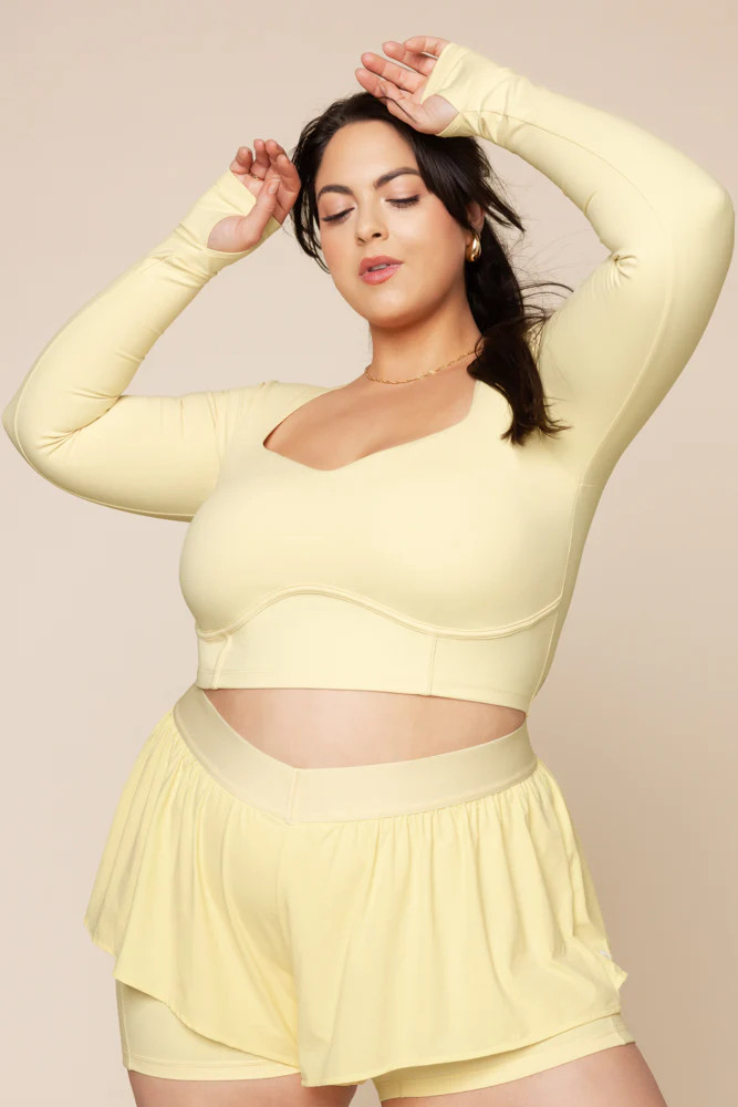 Sweetheart Long Sleeve Crop Top- Buttercream | POPFLEX