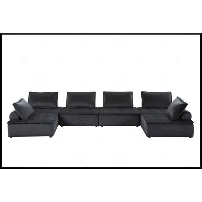 Aveline Velvet Sectional Sofa With Ottoman, Pocket Coil Springs For Ultimate Comfort And Modern Design | Wayfair North America