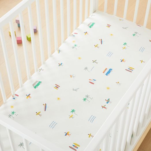 Surf Shack Crib Fitted Sheet | West Elm (US)