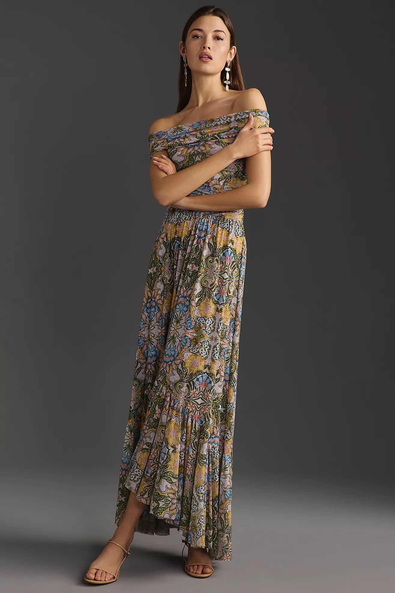 MISA Fiorella Off-The-Shoulder Maxi Dress | Anthropologie (US)