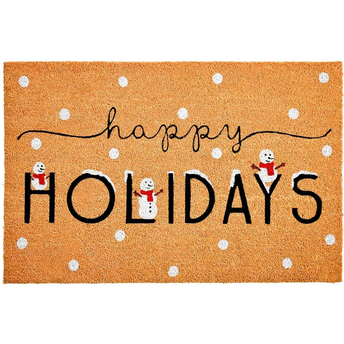 HomeRoots 24" X 36" Natural Black and White Coir Happy Holidays Outdoor Christmas Door Mat | Target