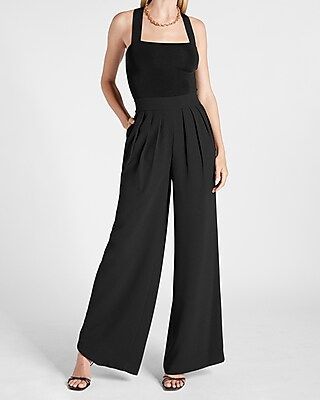 High Waisted Pleated Wide Leg Pant | Express