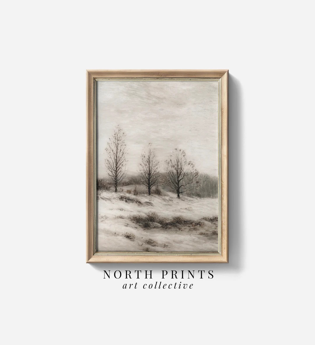 Muted Snowy Winter Landscape PRINTABLE Painting Bedroom Decor Digital Downloadable Farmhouse Kitc... | Etsy (US)