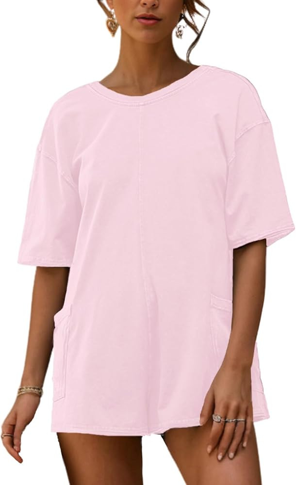 AnotherChill Womens Athletic Romper With Pockets Workout Tee Rompers Backless Oversized Onesie Ca... | Amazon (US)