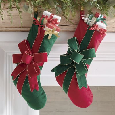 Velvet Bow Stocking | Grandin Road