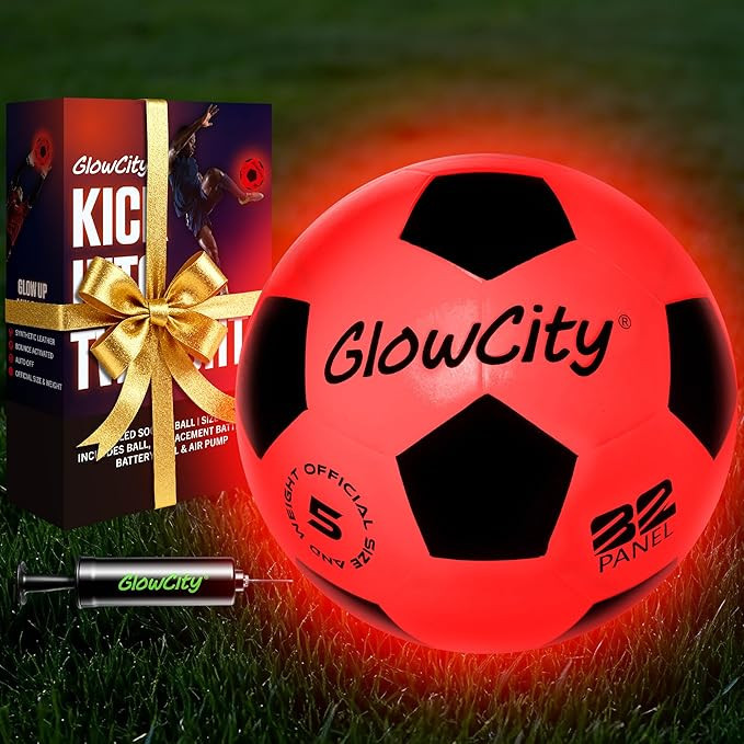 GlowCity Glow in The Dark Soccer Ball - Sizes 3, 4, 5 for Kids, Teens & Adults - Light Up Soccer ... | Amazon (US)