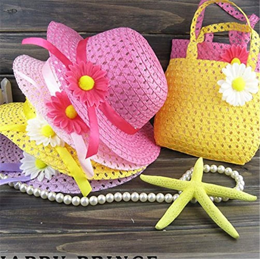 3 Girls Tea Party Sun Hat and Purse Sets. Includes 3 Purses & 3 Daisy Flower Sunhats（Orange Blue Pin | Amazon (US)