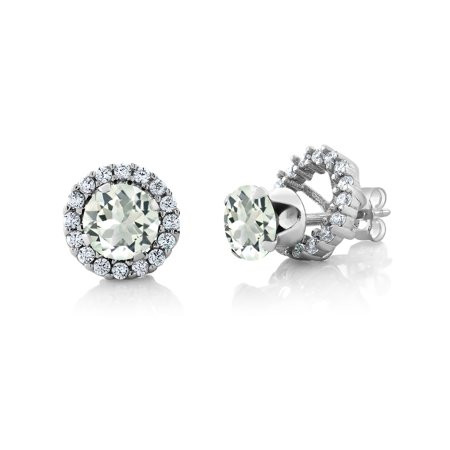 1.60 Ct Round 6mm Green Prasiolite 925 Sterling Silver Removable Jacket Stud Earrings | Walmart (US)