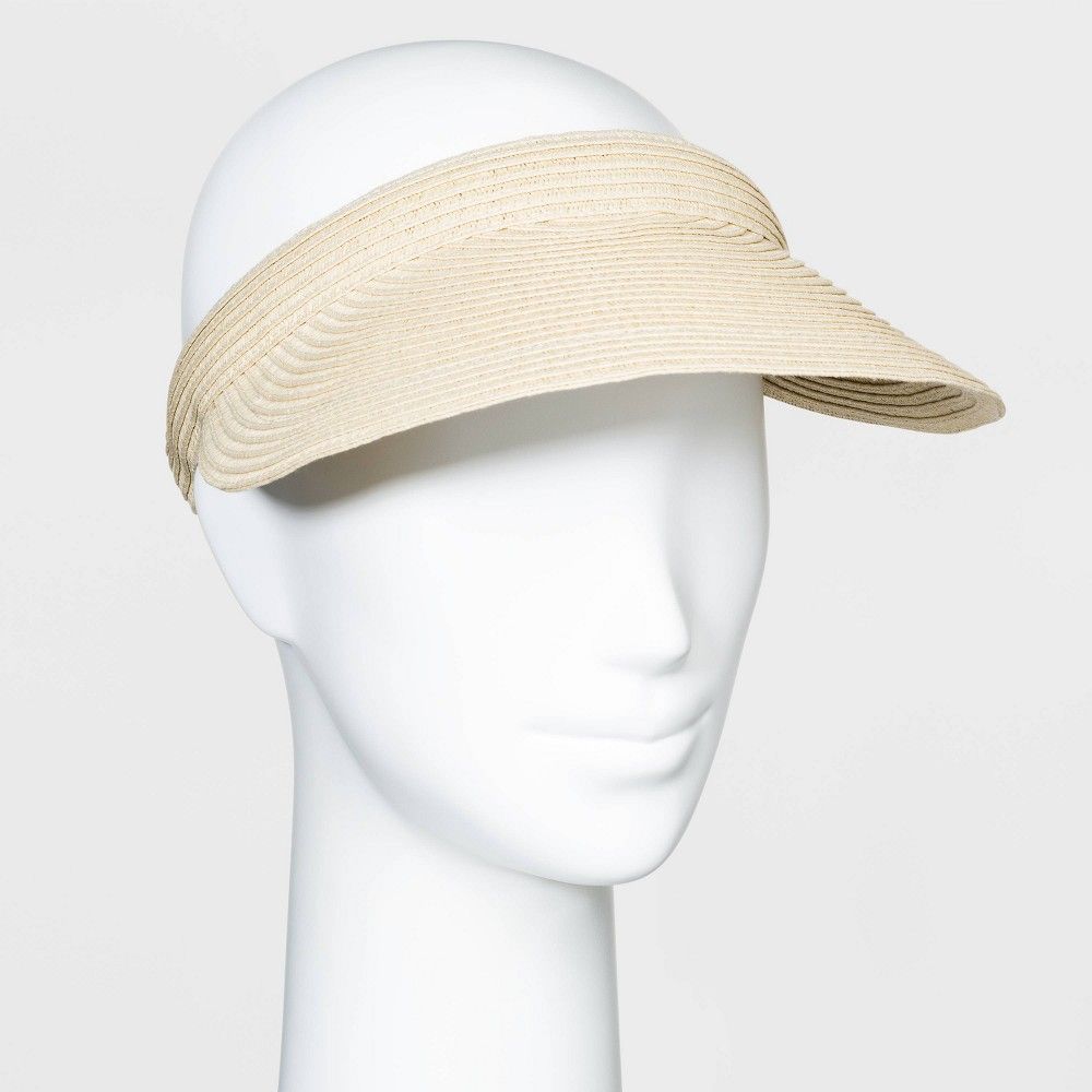 Women's Straw Visor Hats - A New Day Natural One Size, Brown | Target