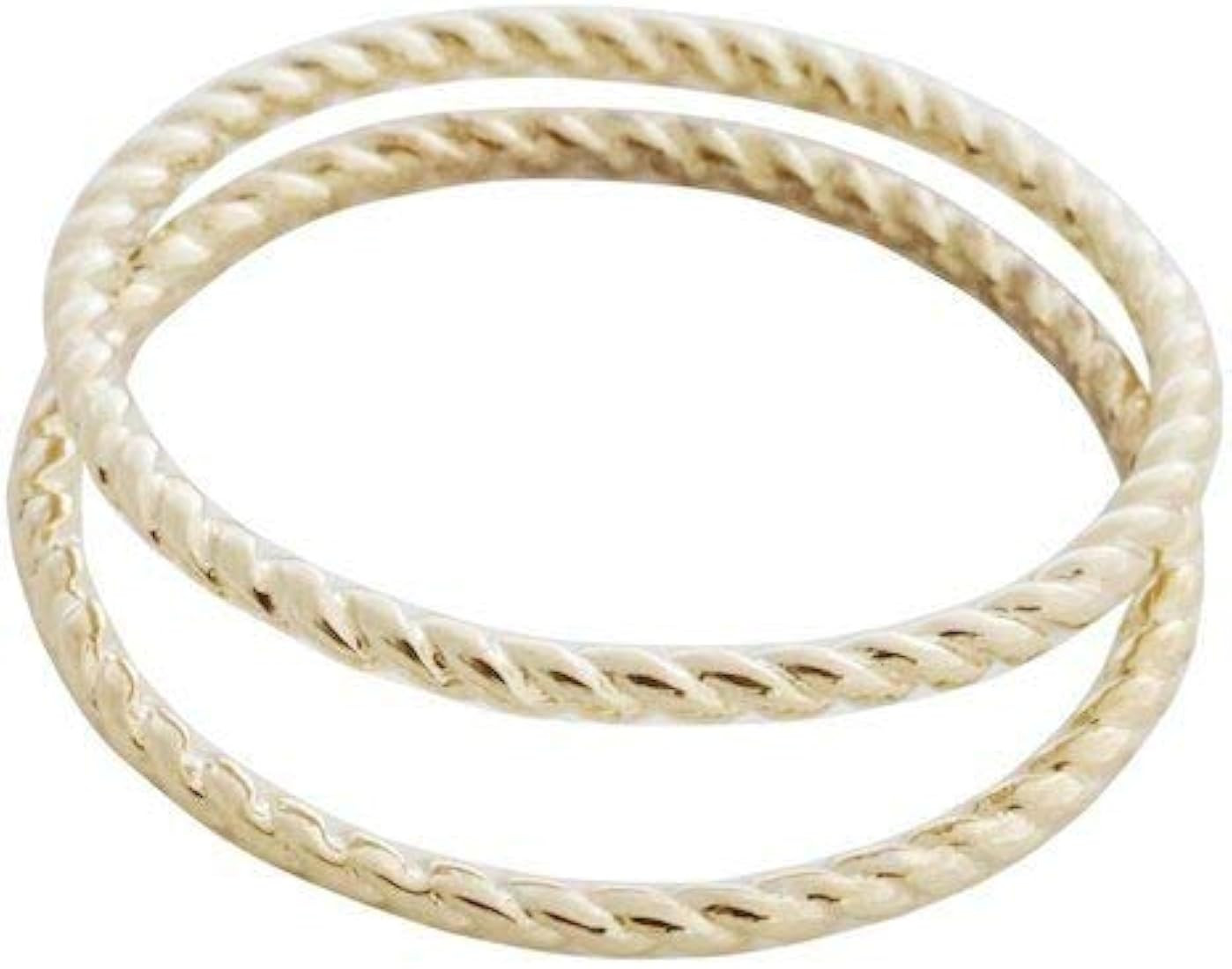 HONEYCAT Skinny Twist Rope Ring Duo Set in Gold, Rose Gold, or Silver | Minimalist, Delicate Jewe... | Amazon (US)