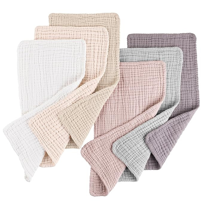 Konssy Muslin Baby Burp Cloths 6 Pack, Soft Absorbent 100% Cotton Burping Clothes for Newborns, B... | Amazon (US)