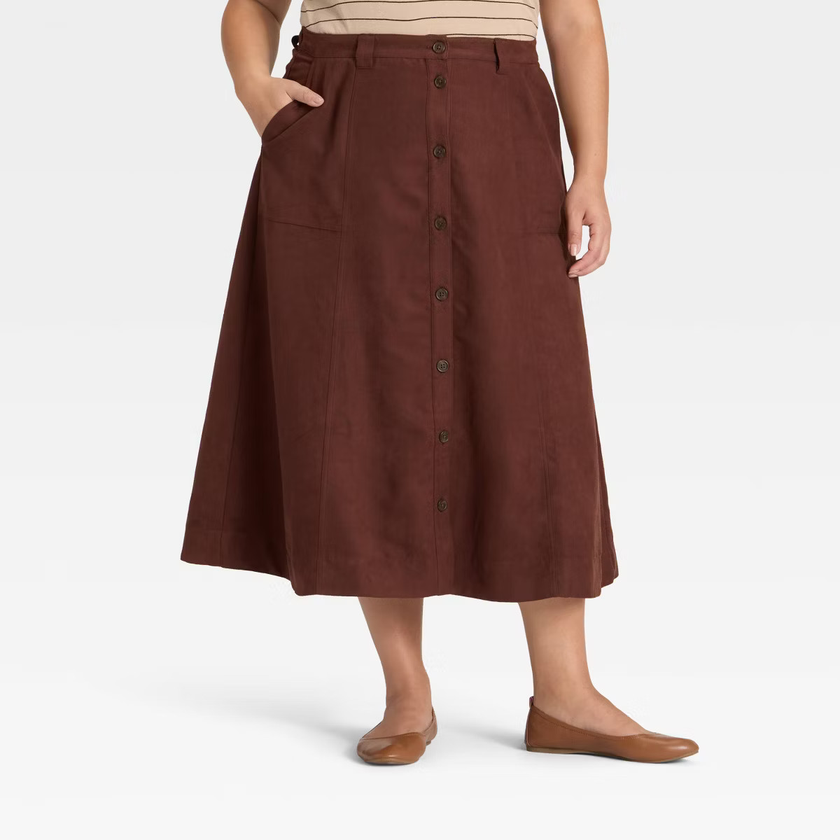 Women's Faux Suede Midi A-Line Skirt - Universal Thread™ | Target