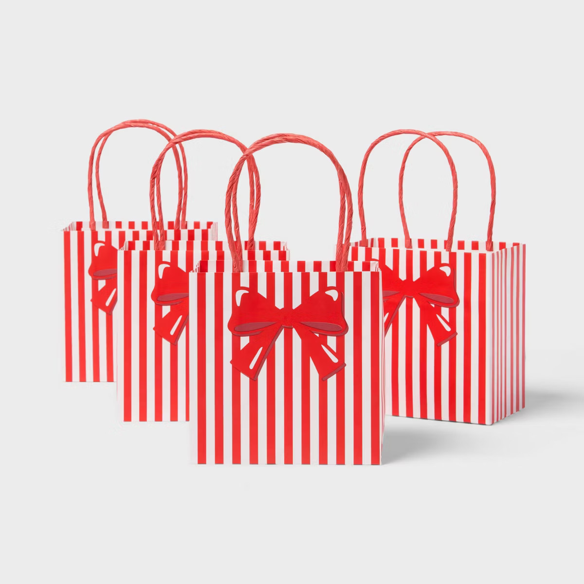 4pk Petite Square Bow Striped Gift Bags Red/White - Spritz™ | Target