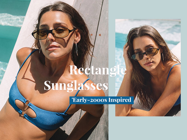 Retro Y2K Rectangle Sunglasses Women Men AP3782 | Amazon (US)