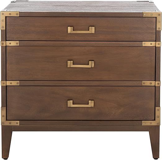 SAFAVIEH Brown (Fully Assembled) Couture Home Collection Nisha 3-Drawer Wood Nightstand | Amazon (US)