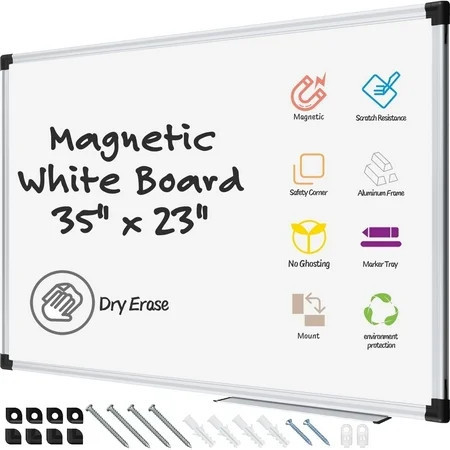 AGCAN Dry Erase Board 23" x 35" Magnetic Whiteboard 3'x2' Dry White Marker Board School Supplies | Walmart (US)