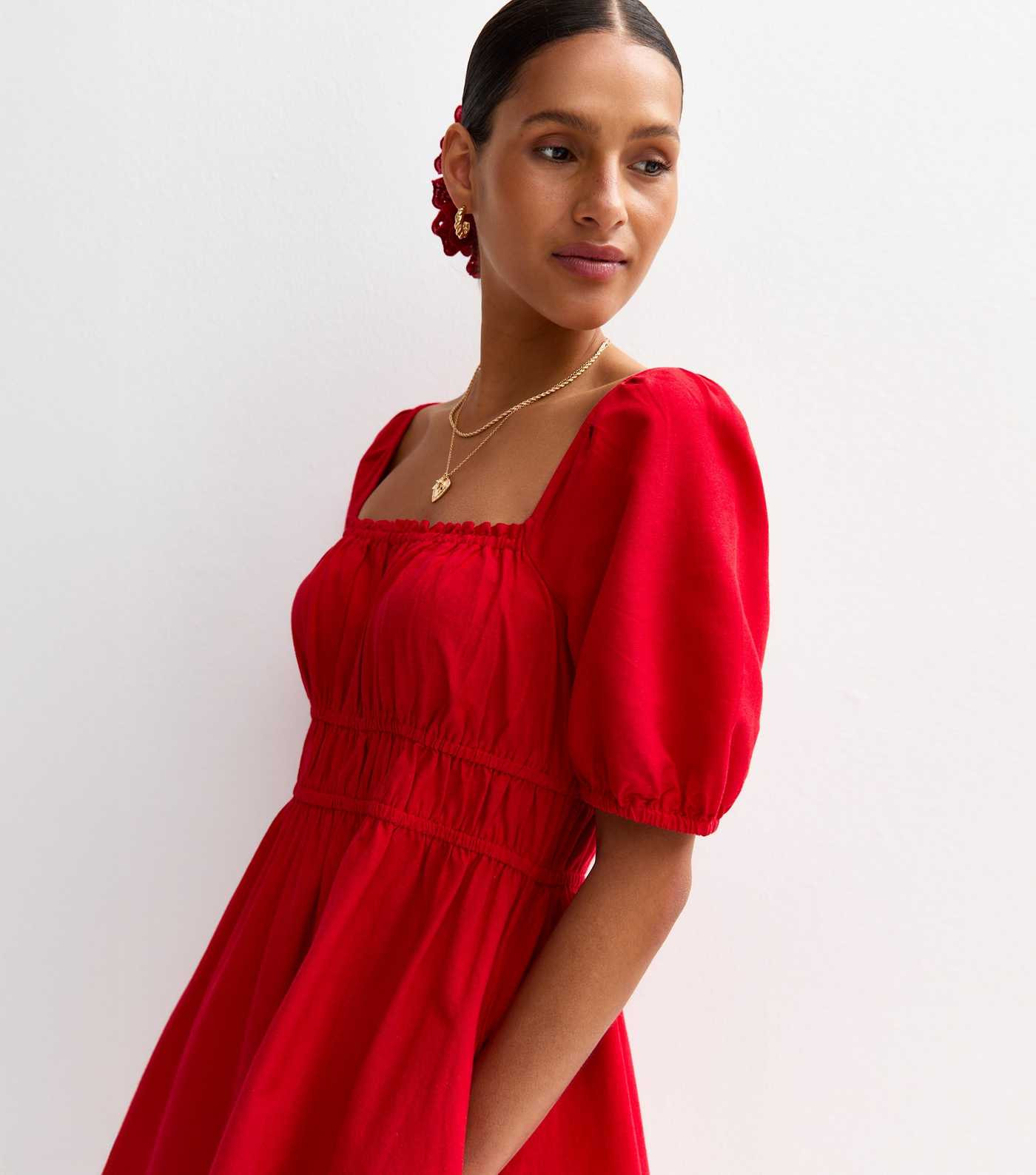 Red Puff Sleeve Midi Dress | New Look | New Look (UK)