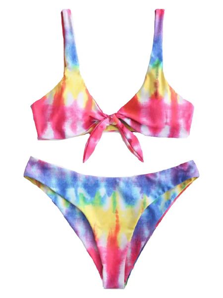 'Rainbow' Tie Dye Front Tied Bikini Set | Goodnight Macaroon