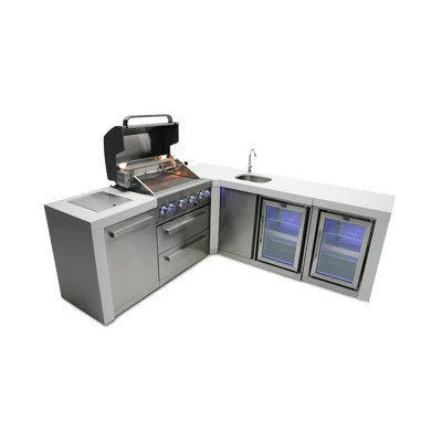 Mont Alpi 4-Burner 90 Degree Stainless Steel Outdoor Island Grill + Faucet & Sink + 2 Refrigerators | Wayfair North America