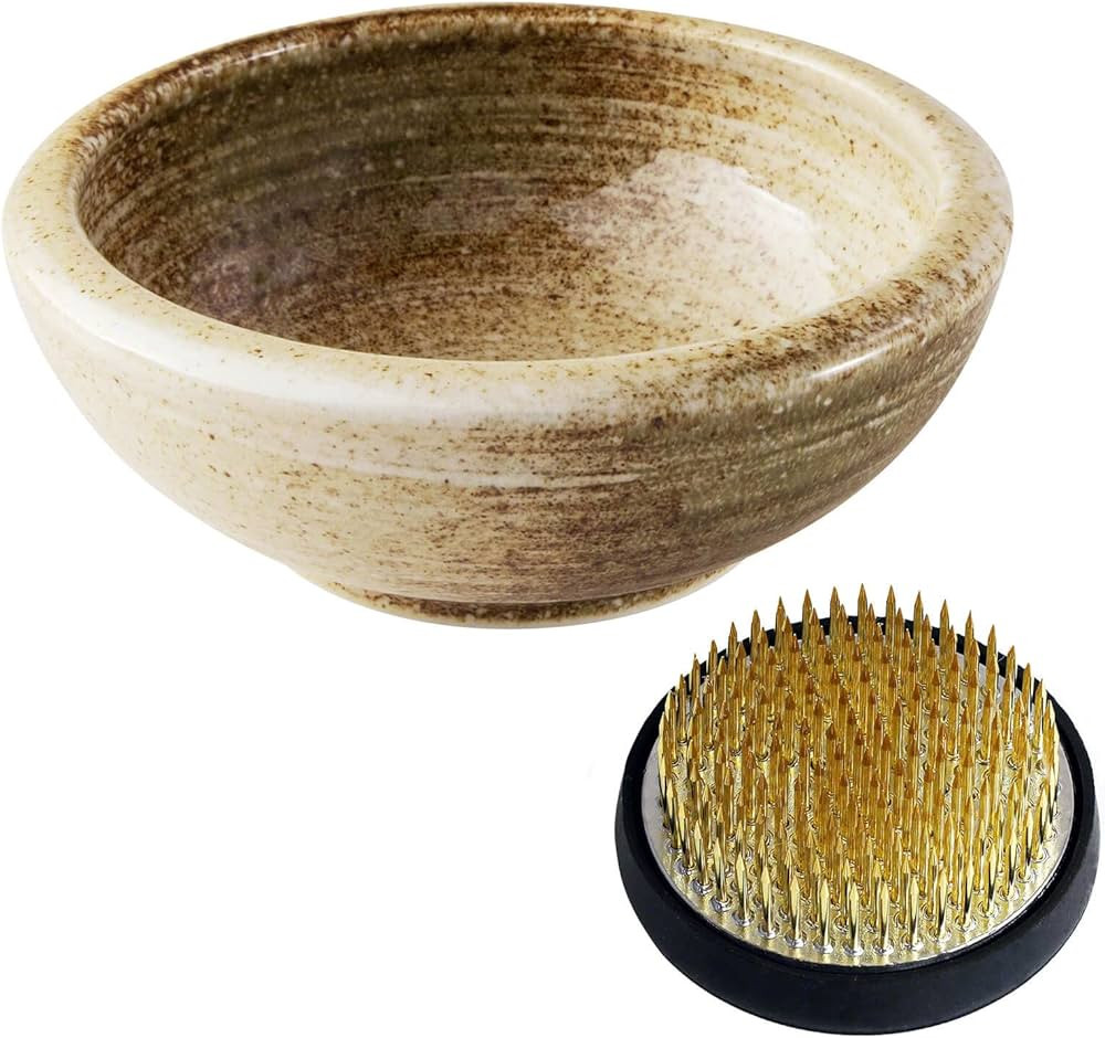 Wazakura Minoyaki Series Japanese Ikebana Essential Tool Kit - Small Round Ceramic Flower Vase an... | Amazon (US)