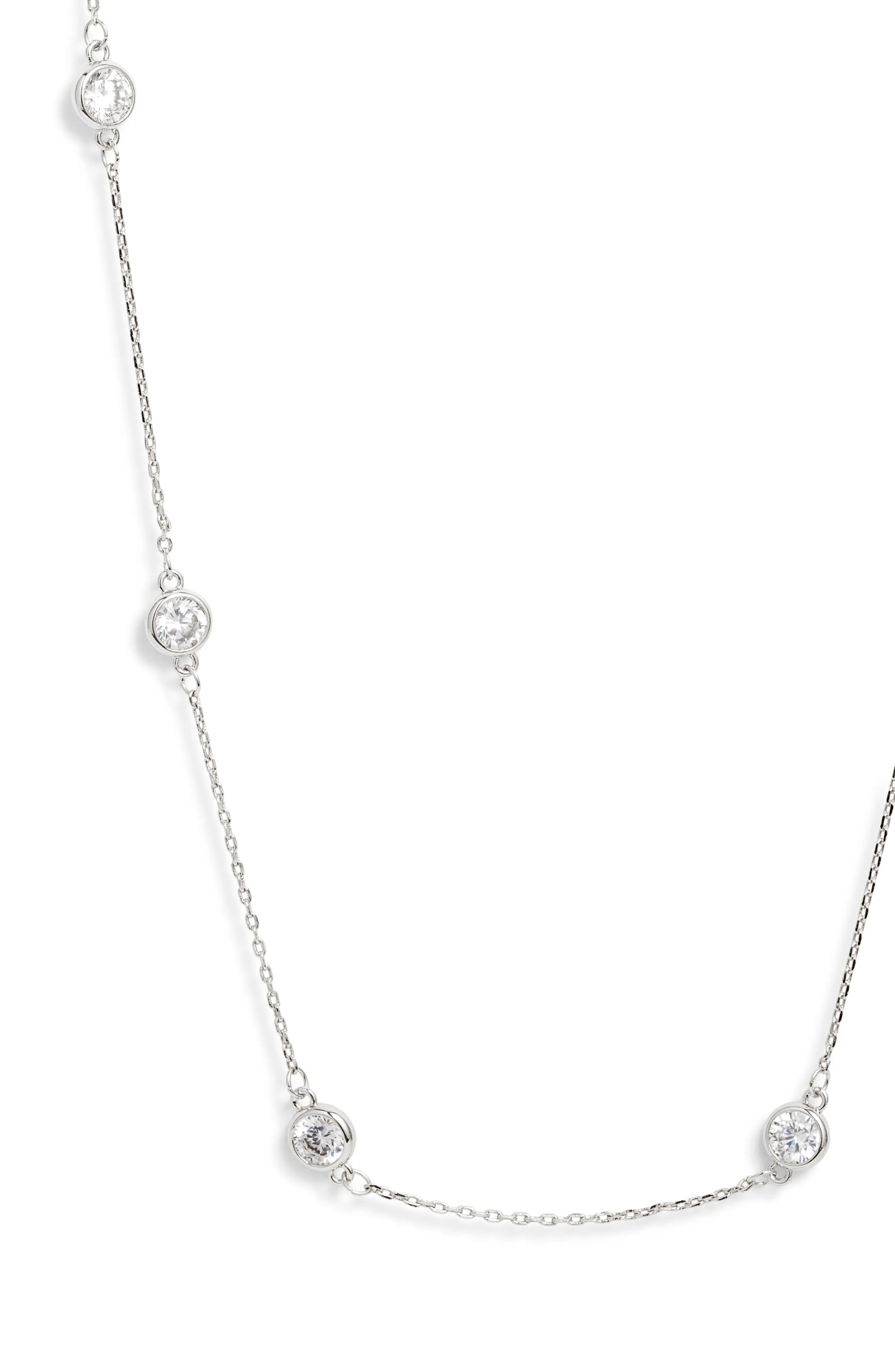Bezel Cubic Zirconia Station Long Necklace (Women) | Nordstrom | Nordstrom