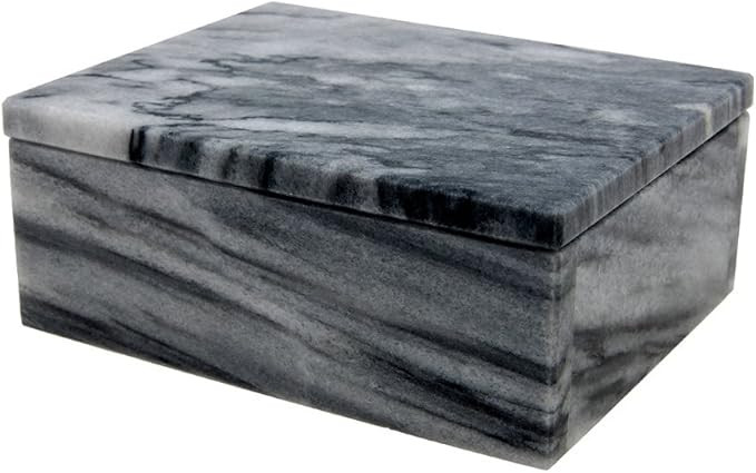 Rectangular Marble Keepsake Box - Hand Carved, Polished Jewelry Box With Non-Slip Rubber Pads - L... | Amazon (US)