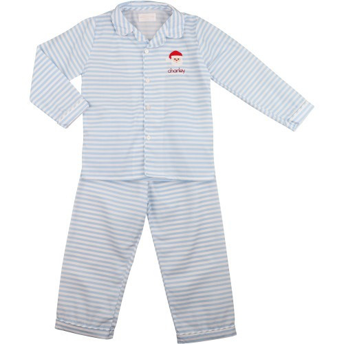 Blue Stripe Santa Pajamas - Shipping late November | Cecil and Lou