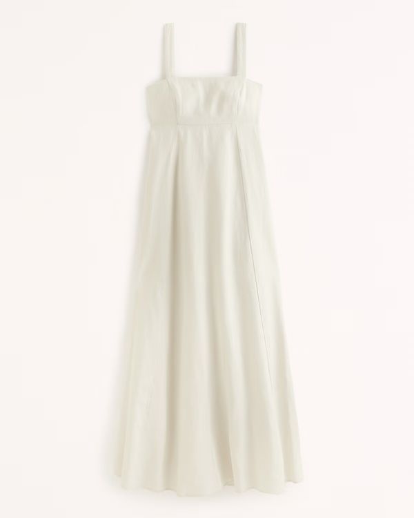 Premium Linen Bow Back Maxi Dress | Abercrombie & Fitch (UK)