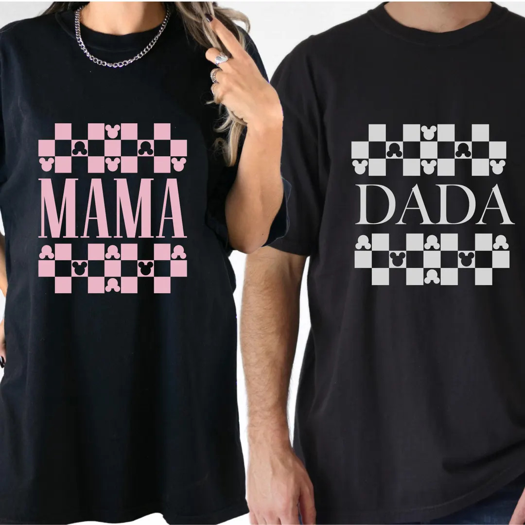 Comfort Color® Disney Mama and Dada Shirt, Mickey Ears Dad Shirt, Minnie Mama Shirt, Disney Fami... | Etsy (US)