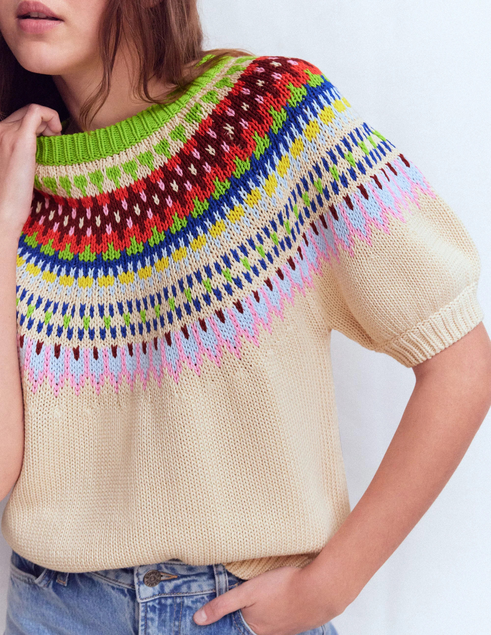 Margot Puff Sleeve T-Shirt-Oatmeal Melange | Boden (US)