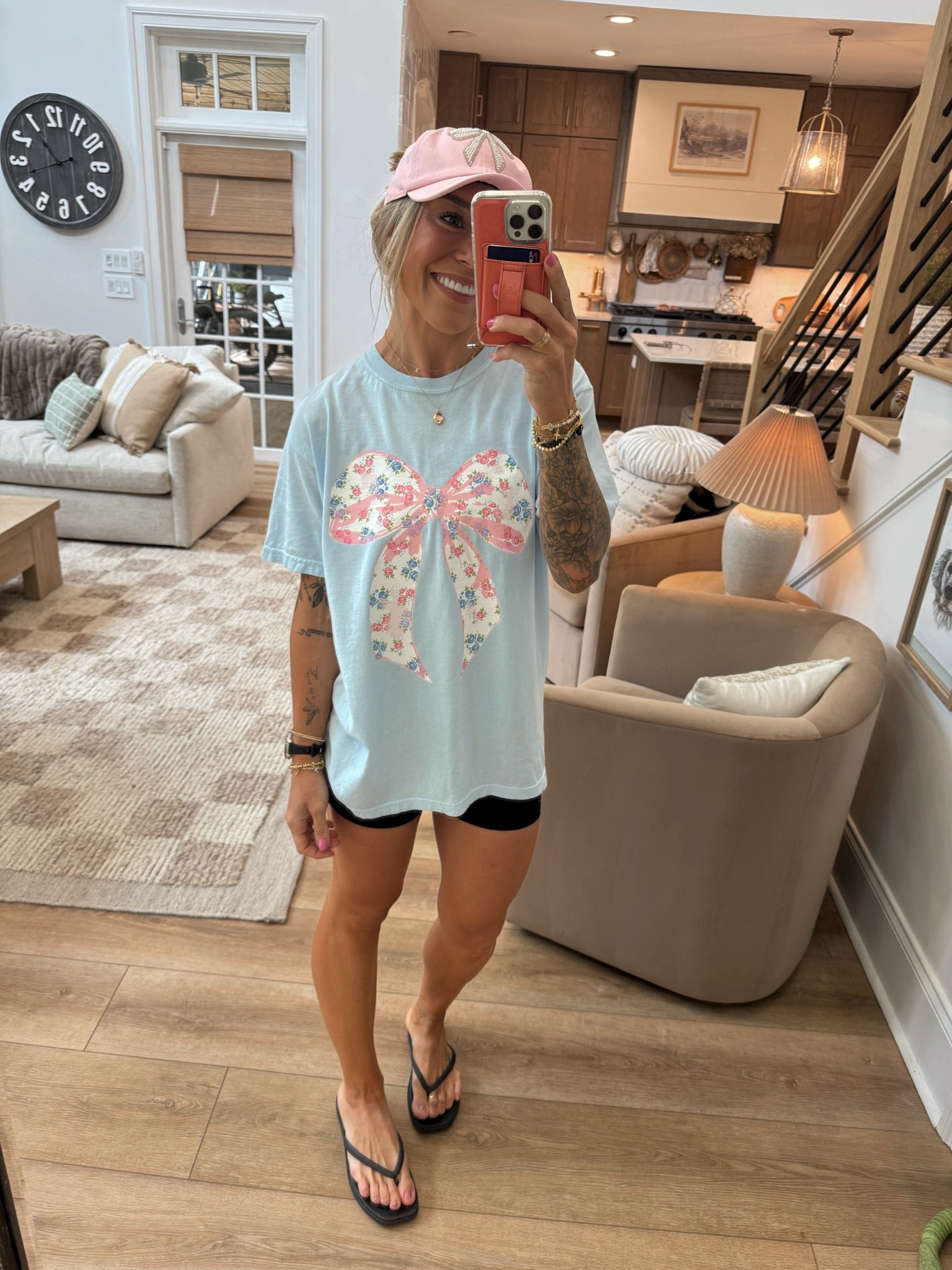 Travel fit to England🛫😴 minus I changed into my on clouds for the plane haha. L in the tee, S biker shorts, tts flip flops I LOVE! 

Code HOLLEY to save on the PL tee! 🎀

Ootd / travel fit / casual / cute / outfit inspo / summer / Holley Gabrielle

#LTKTravel #LTKFindsUnder50 #LTKStyleTip