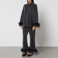 Sleeper Feather-Trimmed Lurex Party Pyjama Set - S | Coggles (Global)