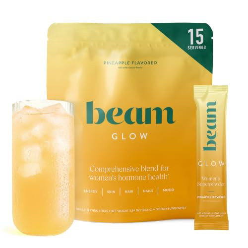 BEAM Glow Women's Wellness Supplement, Cortisol Support with Ashwagandha for Women, Daily Vitamins for Cycle Health, Mood, Energy & Stress Support with Selenium, Zinc, Vitamin A, Biotin, B Vitamins | Amazon (US)