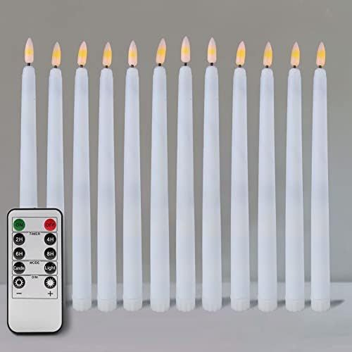 Duduta 12 Pack White LED Taper Candles with Remote, Flickering Realistic Flameless Candles Battery O | Amazon (US)