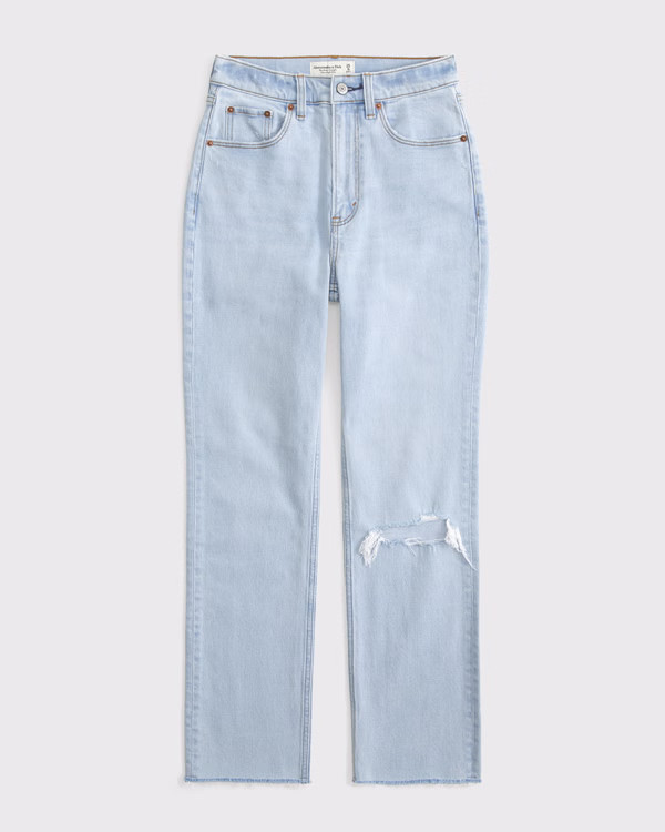 Curve Love Ultra High Rise Ankle Straight Jean | Abercrombie & Fitch (US)