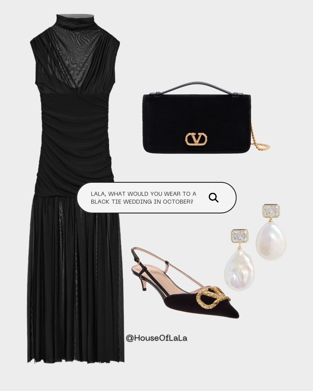 October weddings call for black silk, gold details, and a little mystery. 🖤 Dress is Zara’s new collection. Can’t link but I’ll share directly, DM me#HouseOfLaLa #TheLaLaEdit