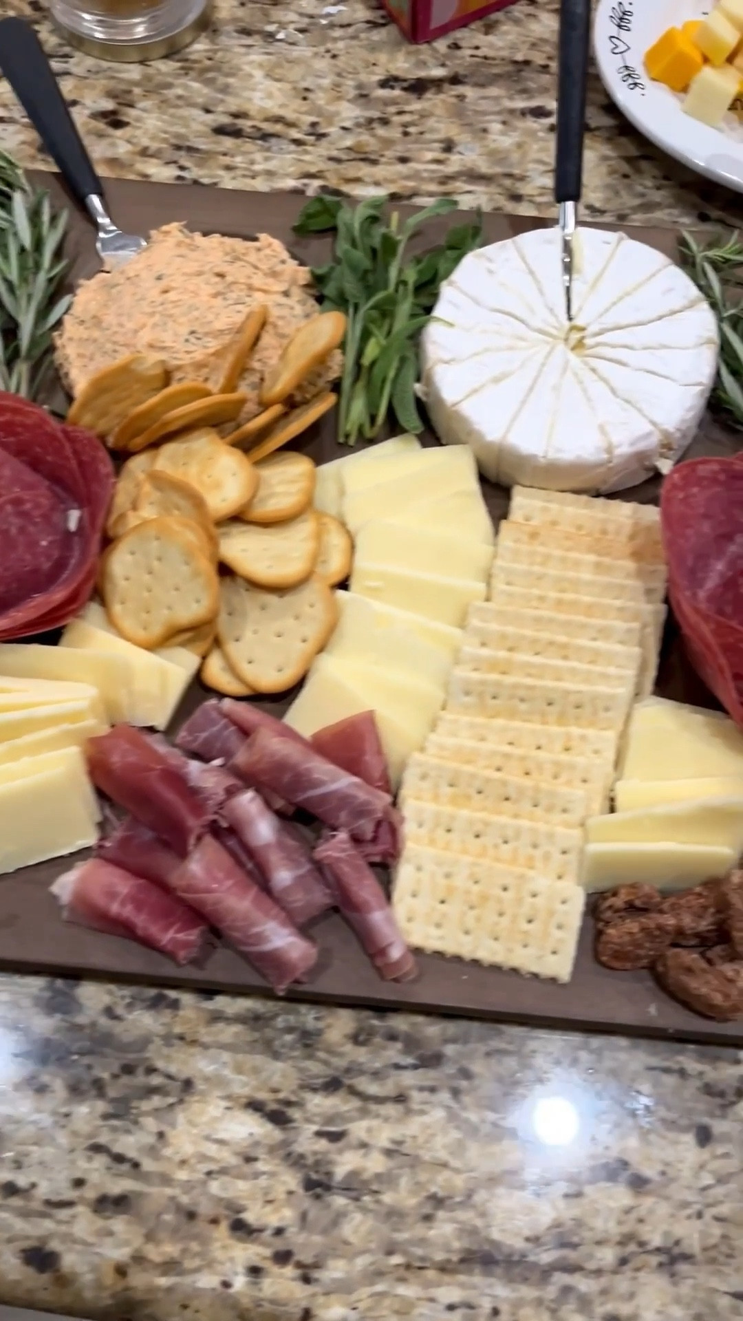 I love my amazing Crate & Barrel dinner board so much! 💯 % worth it if you entertain at home or elsewhere.

I had whipped cream cheese and hot bacon pepper jelly, smoked salmon dip, brie, and honey fig jam. Also, sweet peppers, hard salami, club crackers, white cheddar, naan crisps, prosciutto, praline pecans, and green apple. I used fresh rosemary and sage to add some greenery.

#LTKHoliday #LTKfoodie #LTKHome