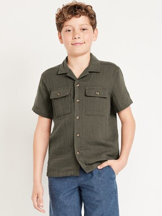 Short-Sleeve Double-Weave Pocket Shirt for Boys | Old Navy (US)
