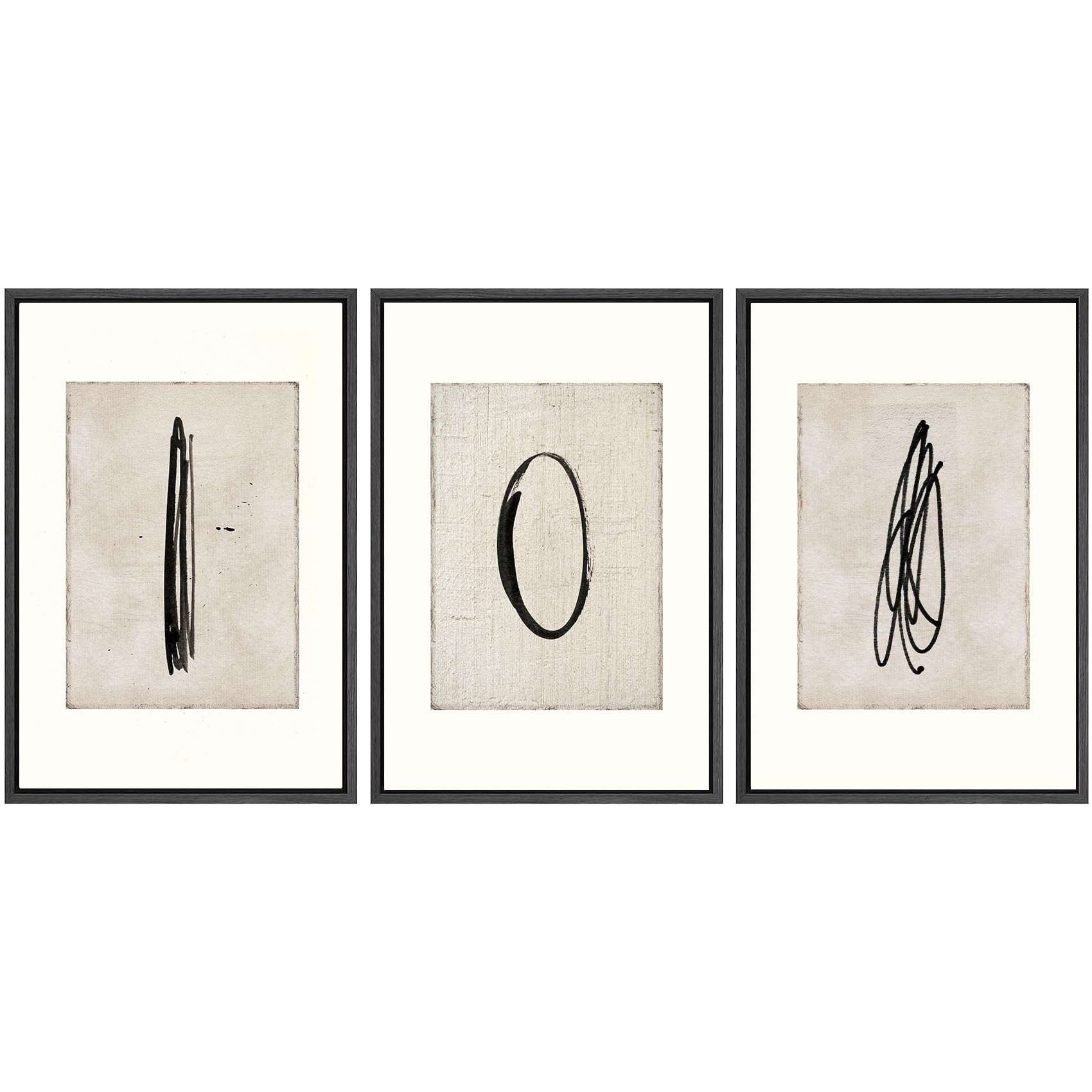 SIGNWIN Framed Canvas Print Wall Art Set Mid-Century Modern Paint Strokes Abstract Shapes Illustr... | Amazon (US)