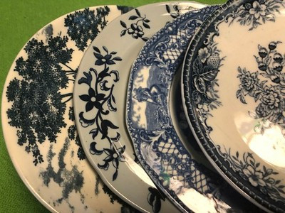 Mismatched China Dessert Plates Blue And White Set Of 4 Transferware 6” | eBay US