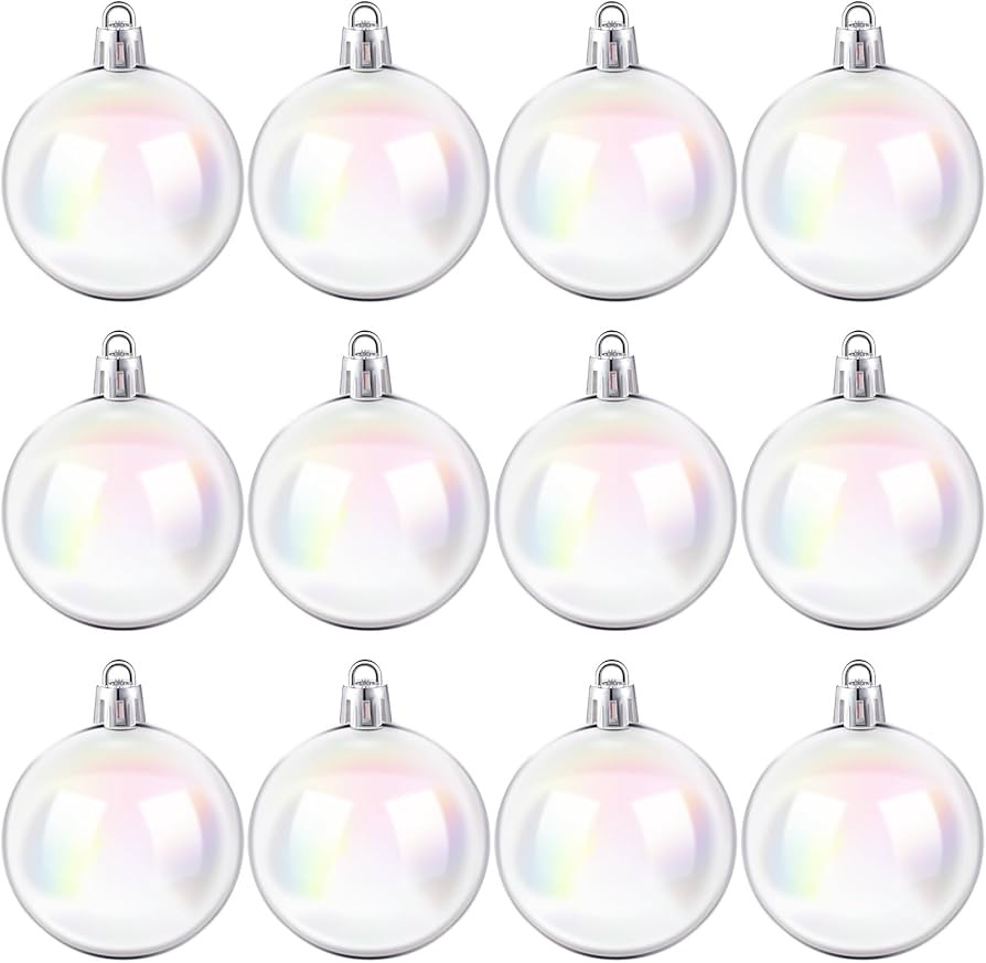 Christmas Iridescent Ornaments Balls Plastic Iridescent Ornaments Clear Ornaments Small Iridescen... | Amazon (US)