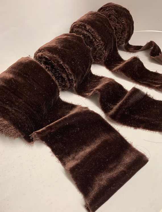 Chocolate Brown Silk Velvet Ribbon ( 4 Widths to choose from) | Etsy (US)